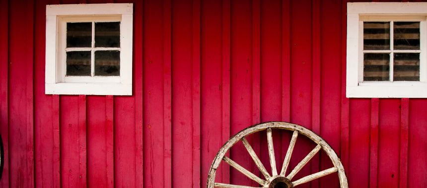 side view of a red barn