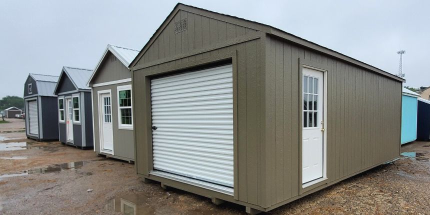 brown garage shed