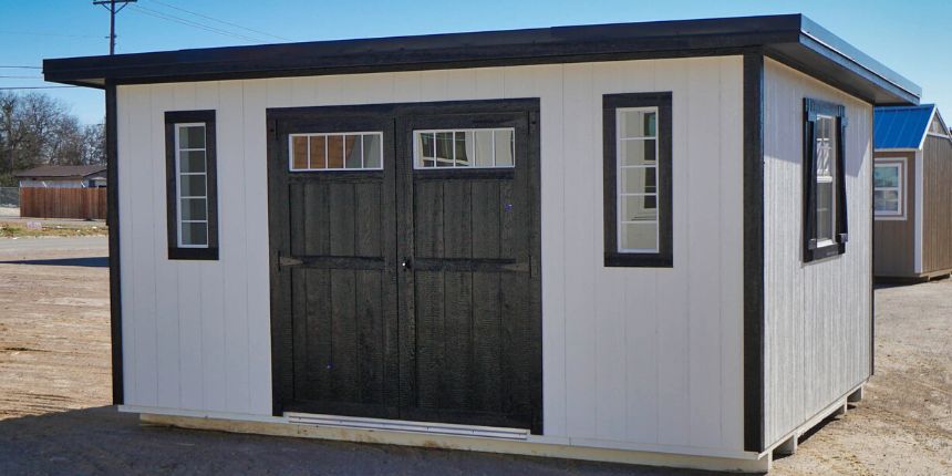 white and black studio shed