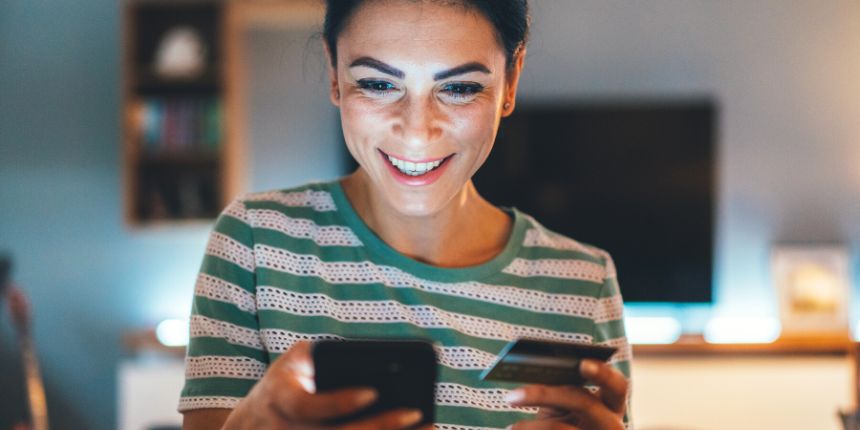 woman makes first payment