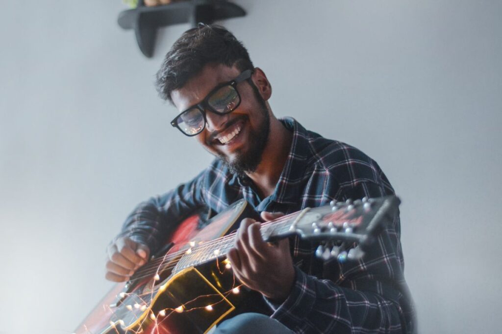 relaxing playing guitar