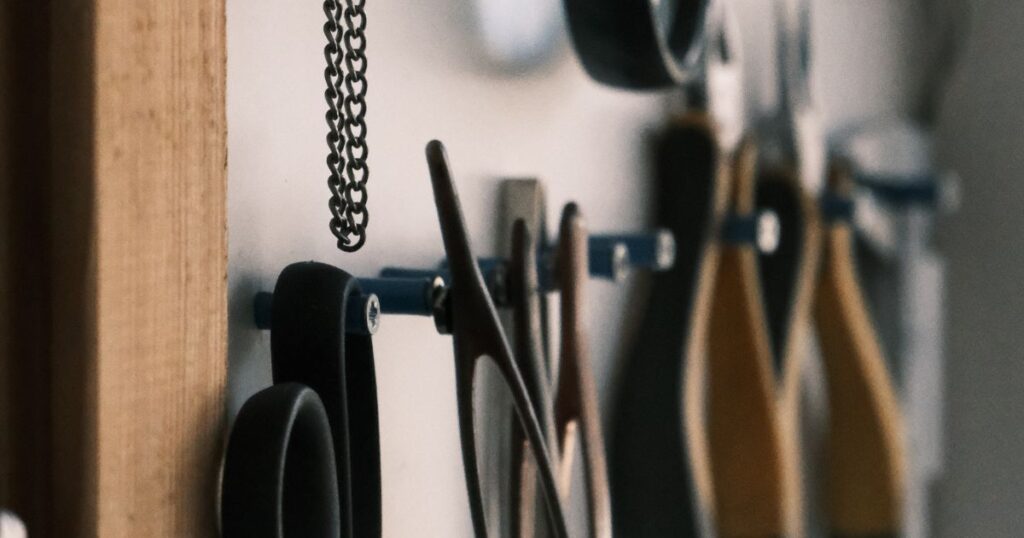 tools hanging on a wall