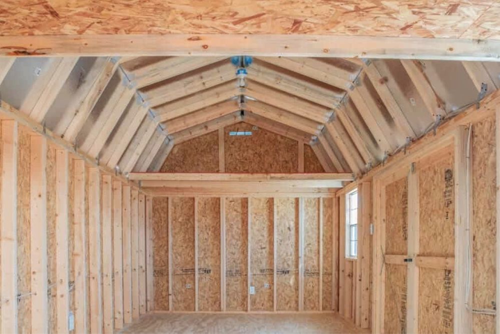 lofted barn interior with high-quality framing and radiant barrier
