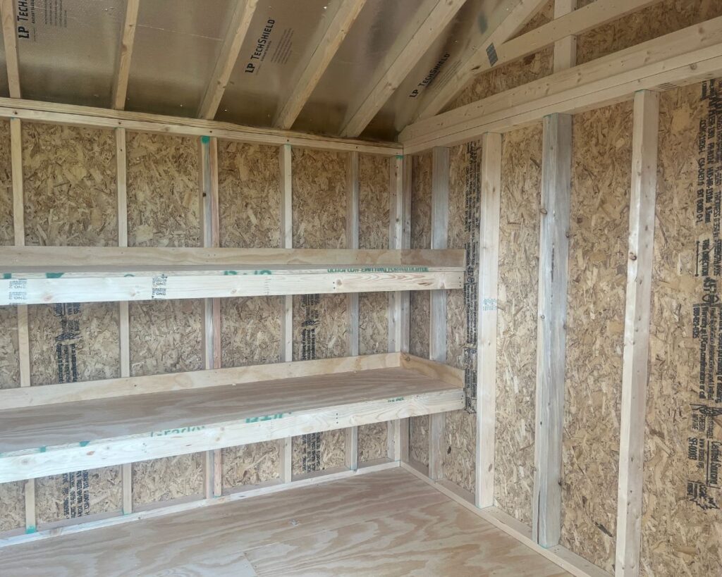 Customizable 1-Foot Deep Shelves for Lelands Sheds - Maximize Storage Space