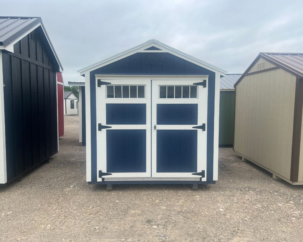 Upgrade Your Outdoor Space with Blue Utility Shed - Windowed Doors for Natural Light and Style